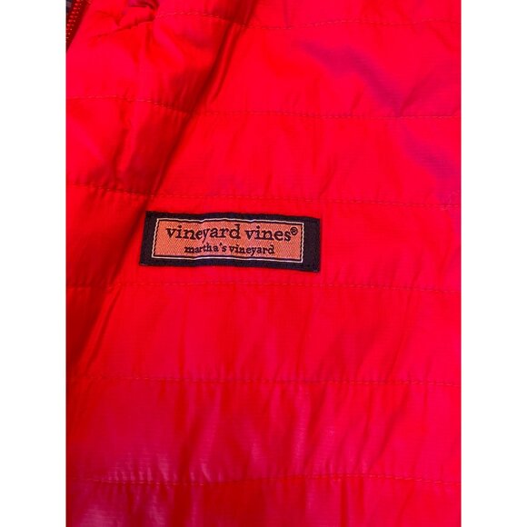 Vineyard Vines Red & Plaid Reversible Puffer Vest Girls L Nylon Polyester - Picture 2 of 5